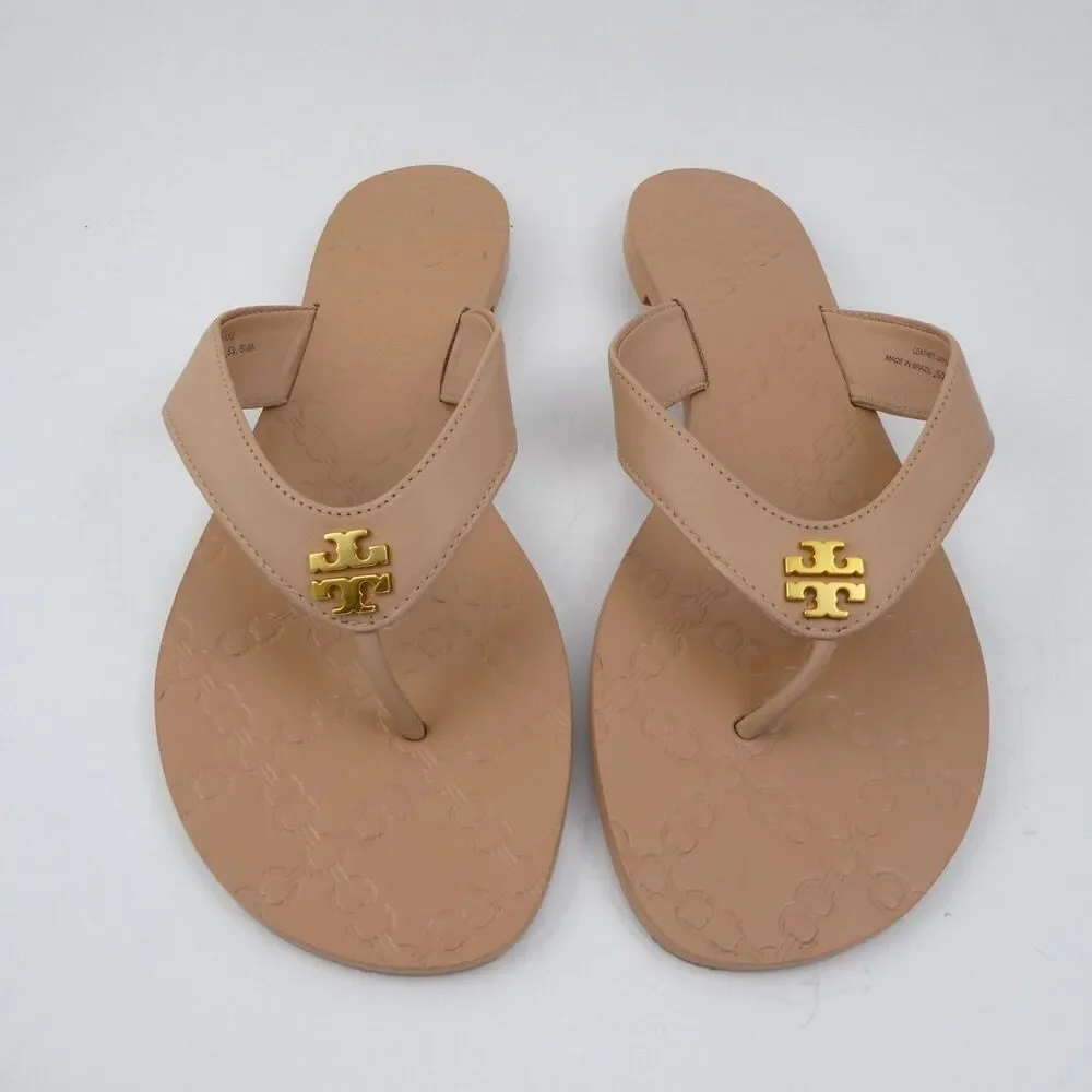 Tory Burch Monroe Women’s US 8.5 M Light Makeup Blush Leather Thong Sandals